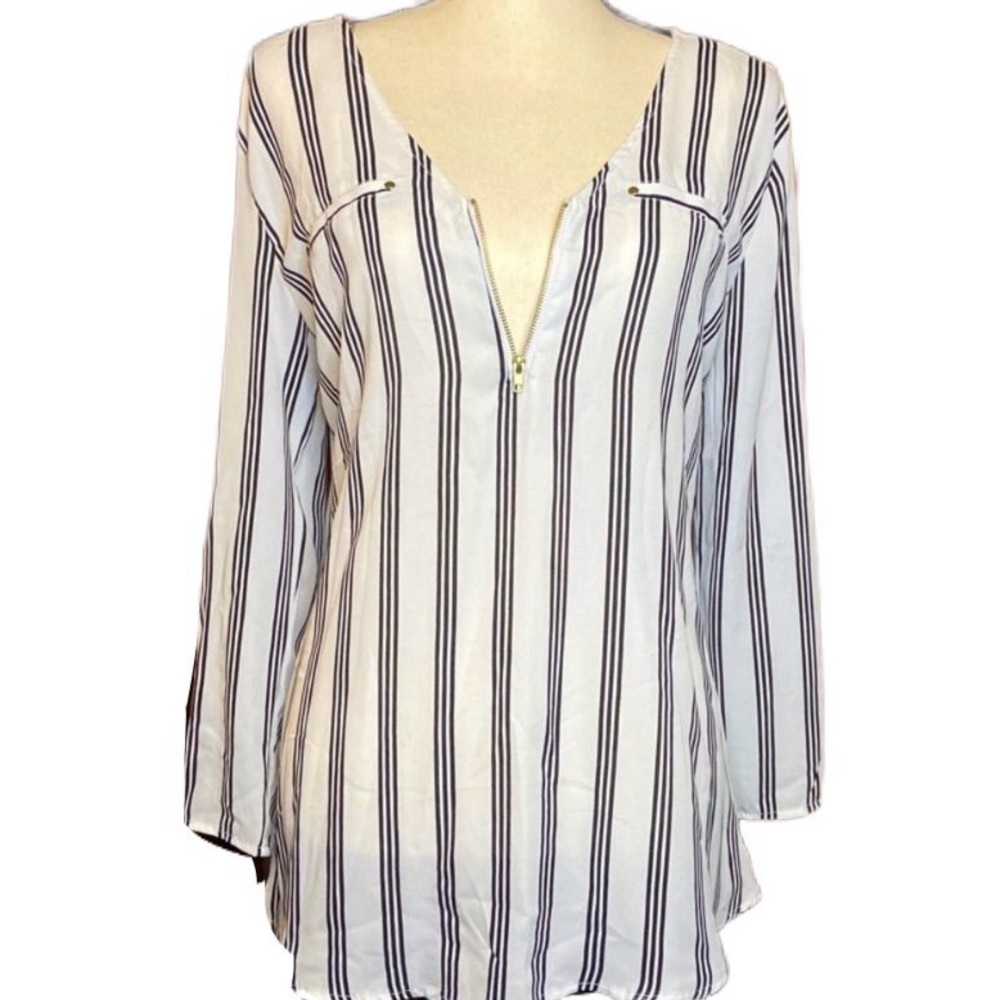 White and black stripe blouse